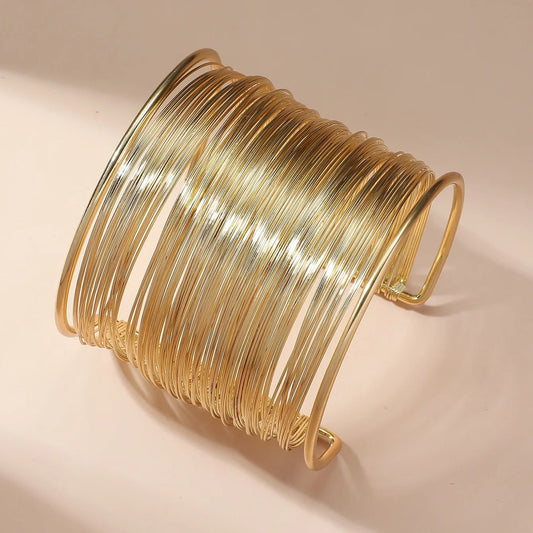 Gouden Spiraal Draad Cuff Open Armband