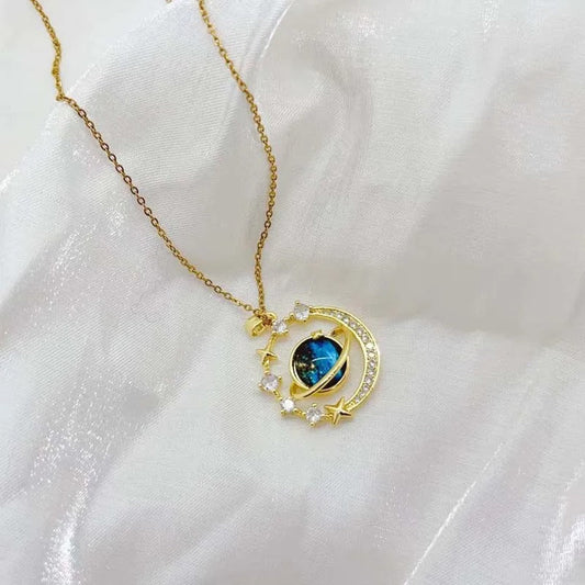 Gouden Droom Sterrenhemel Planeet Hanger Ketting