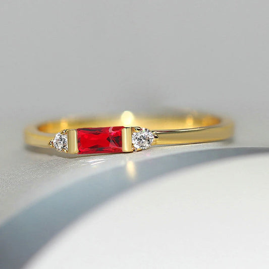 Gouden Rode Centersteen & Sprankelende Ring