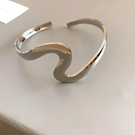 Vintage Zilveren Twist Cuff Golvende Open Armband
