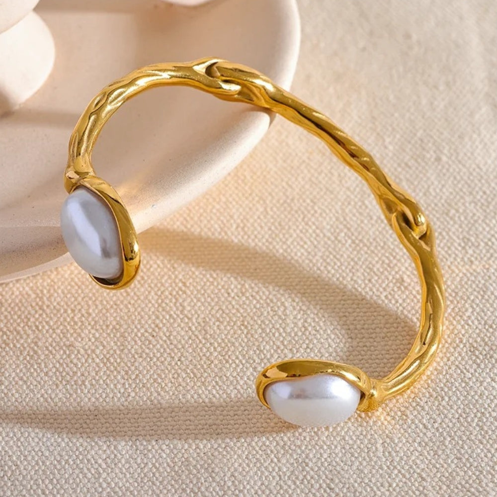Vintage Witte Parel Bangle Armband