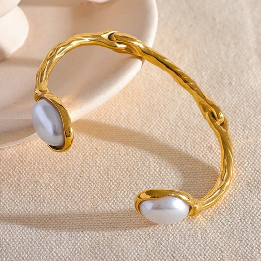 Vintage Witte Parel Bangle Armband