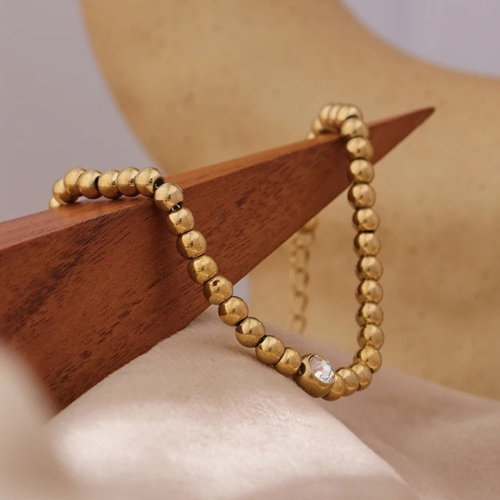 Vintage Gouden Kralen Kristallen Armband