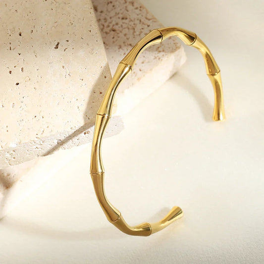 Vintage Gouden Bamboe Cuff Armband