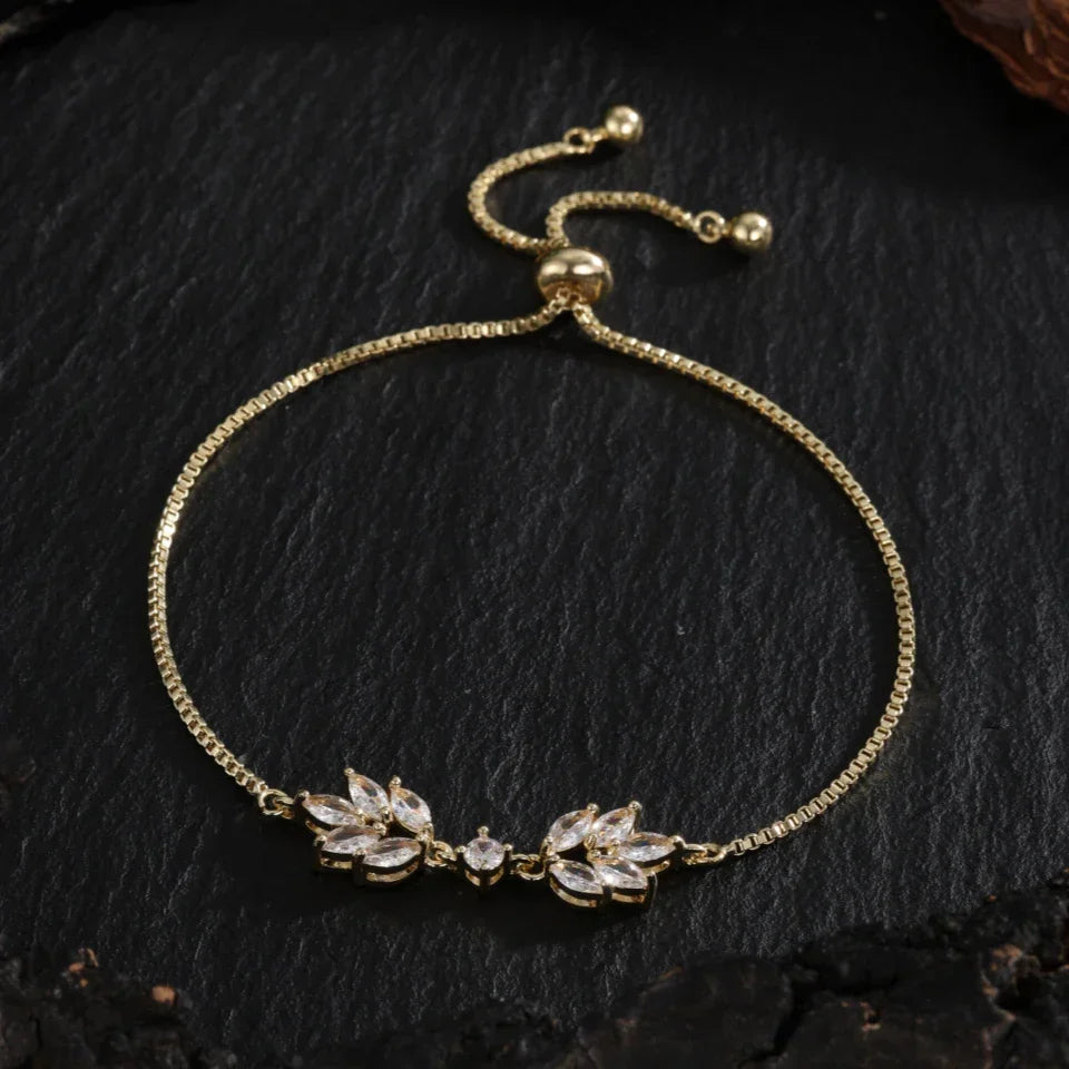 Gouden Bloemblad Verstelbare Armband