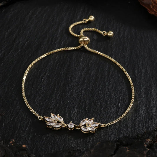 Gouden Bloemblad Verstelbare Armband
