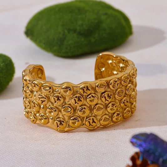 Vintage Abstract Gouden Chunky Open Armband