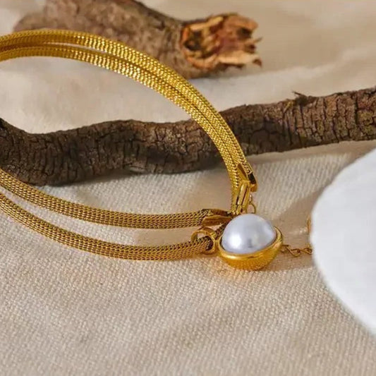 Vintage Pareldruppel Gouden Armband