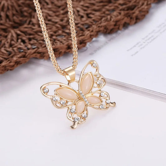 Gouden Kristallen Vlinder Hanger Ketting