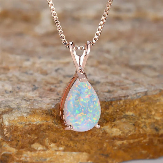 Roze Gouden Opal Pendant Ketting