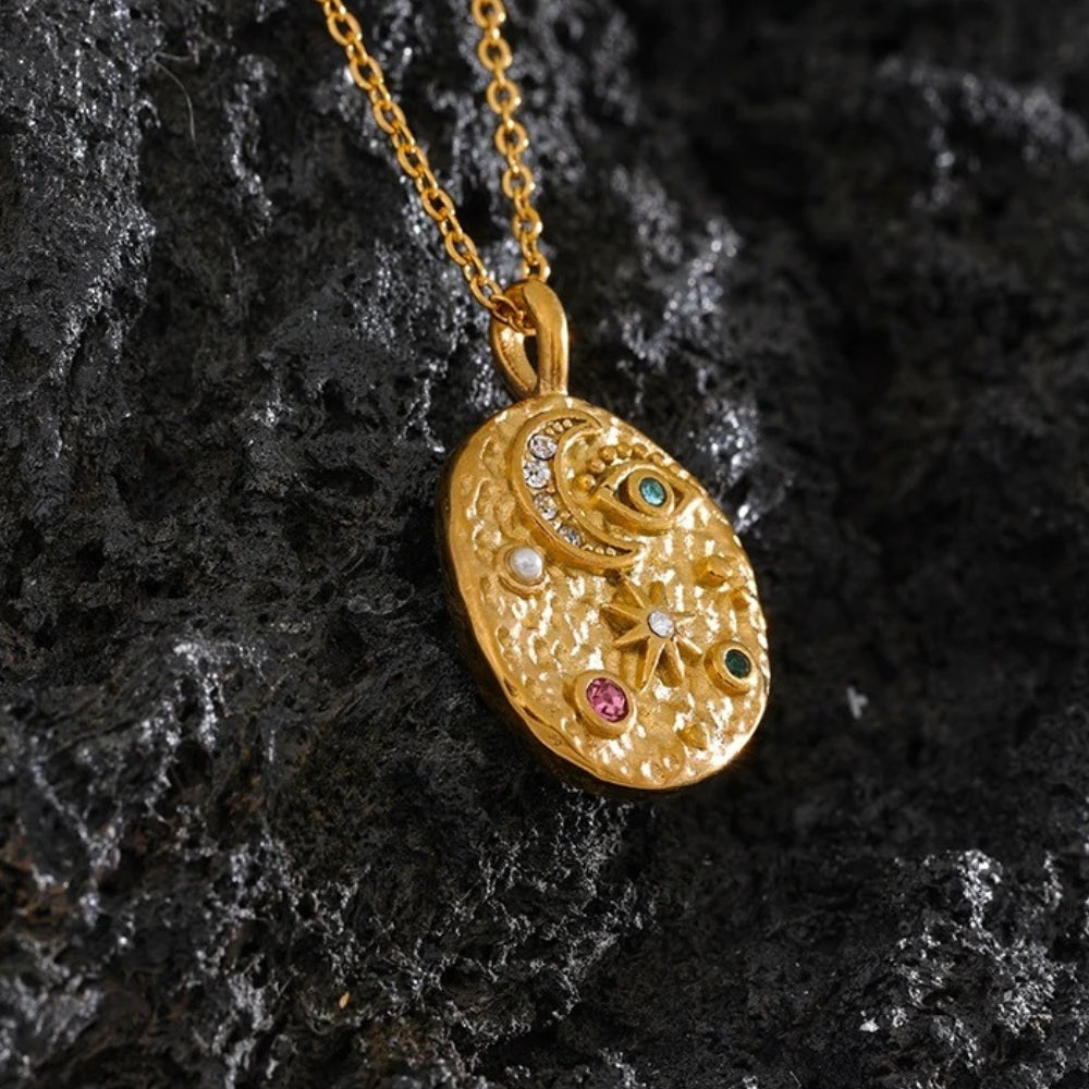 Vintage Gouden Maan & Ster Hanger Ketting