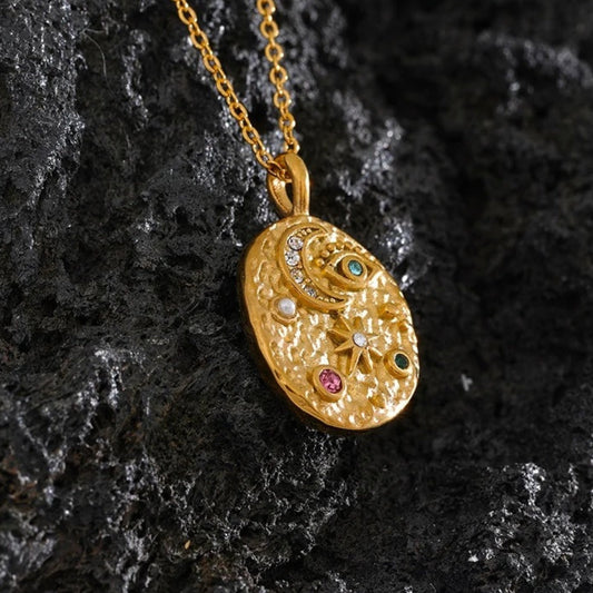 Vintage Gouden Maan & Ster Hanger Ketting