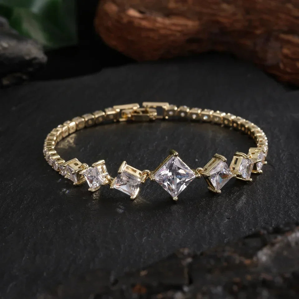 Vintage Gouden Geometrische Sprankelarmband