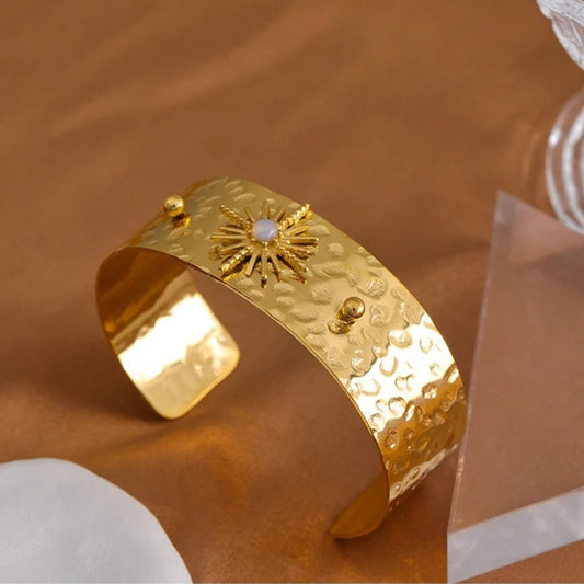 Vintage Gouden Zonneburst Cuff Armband