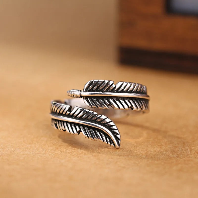 Vintage Zilveren Verstelbare Blad Ring