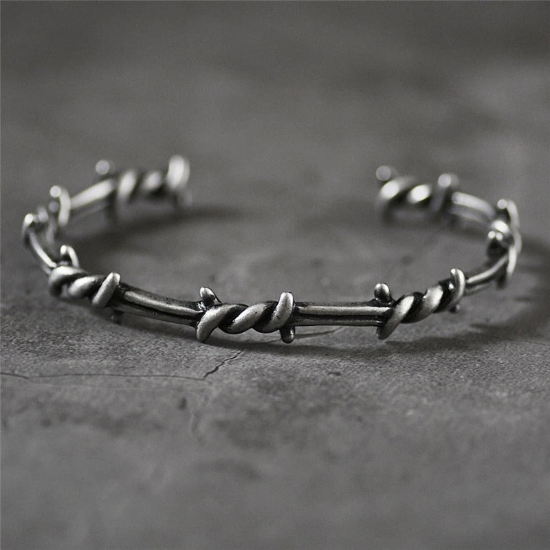 Vintage Gotische Barbed Silver Bangle Armband