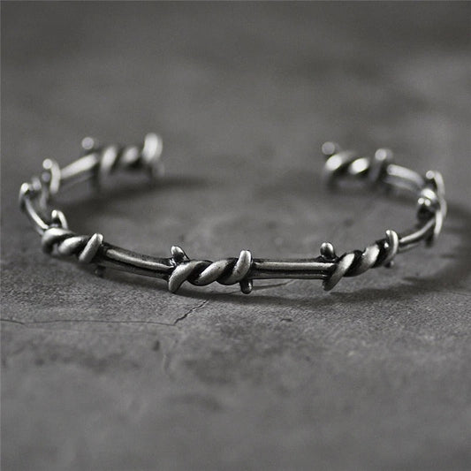 Vintage Gotische Barbed Silver Bangle Armband