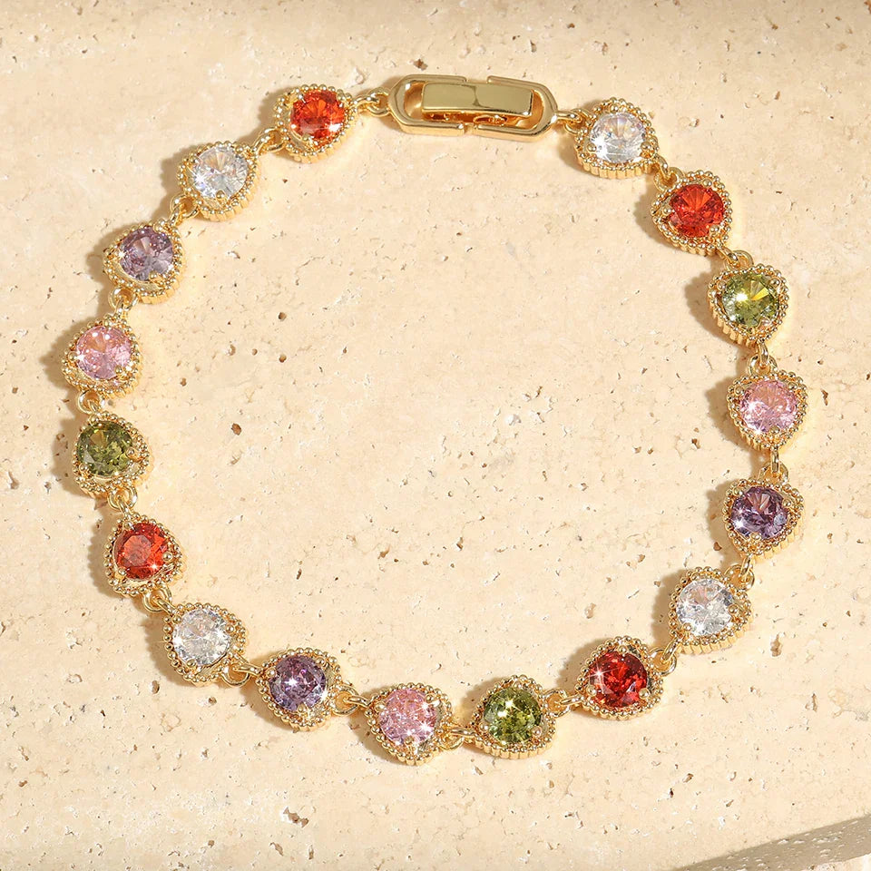 Vintage Gouden Liefde Hart Regenboog Armband