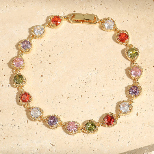 Vintage Gouden Liefde Hart Regenboog Armband
