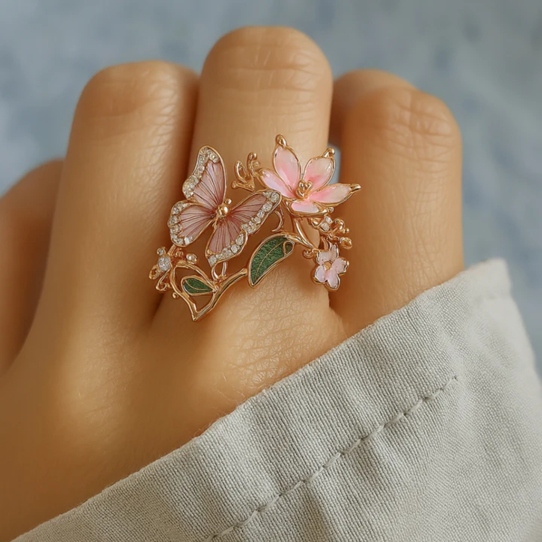 Natuur Heldere Vlinder Zirkonia Ring