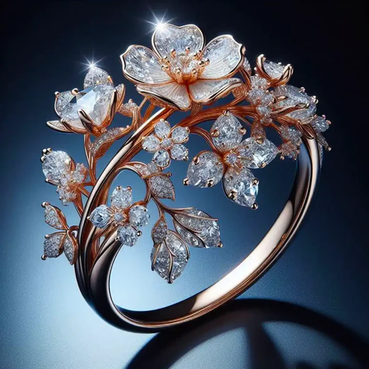 Heldere Kristal Bloesem Ring