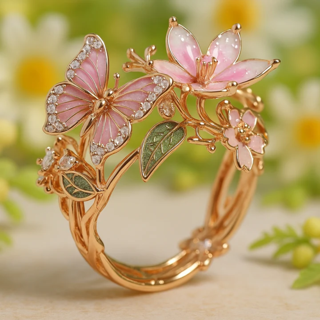 Natuur Heldere Vlinder Zirkonia Ring