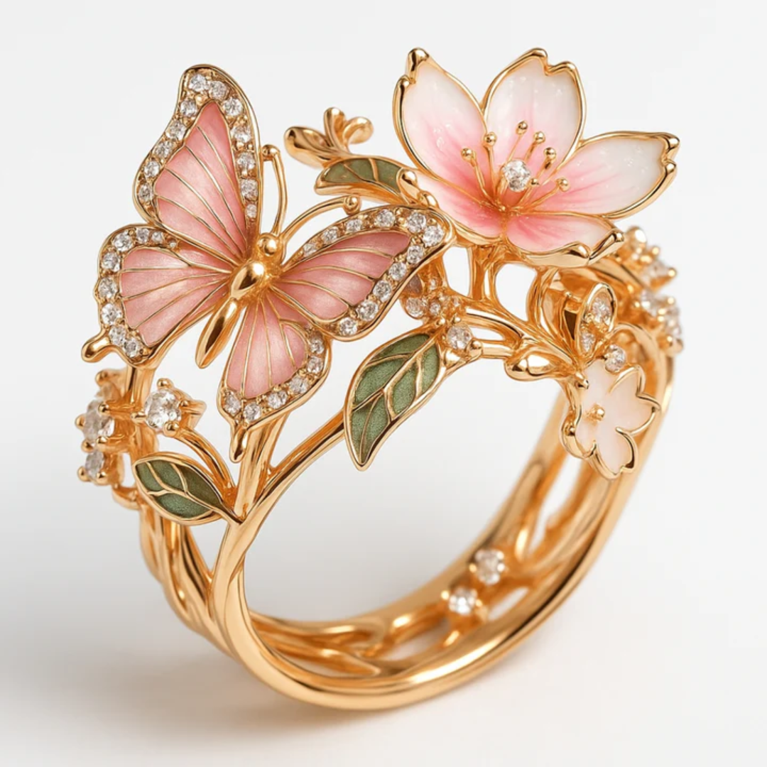 Natuur Heldere Vlinder Zirkonia Ring