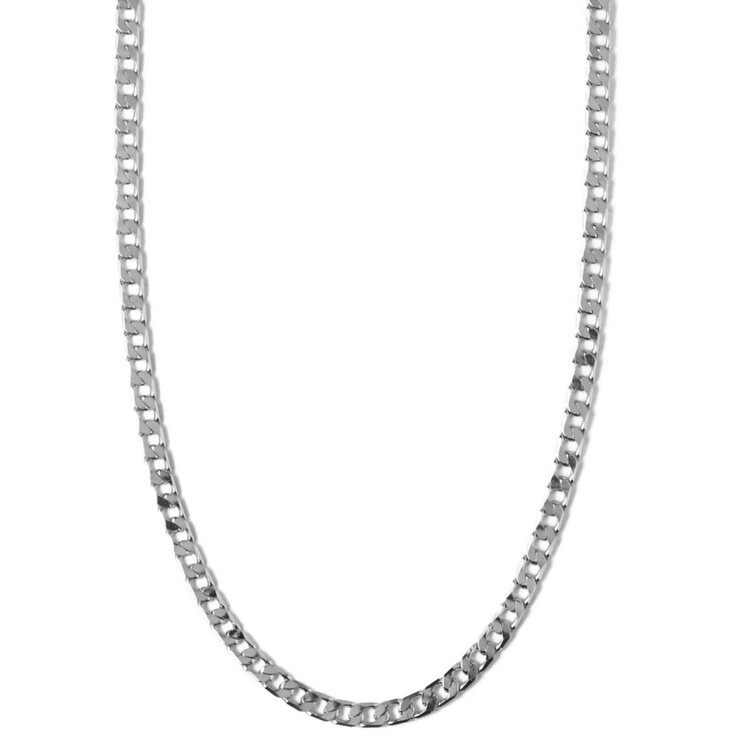 Curb Chain Necklace met Platte Schakels | Wit Goud
